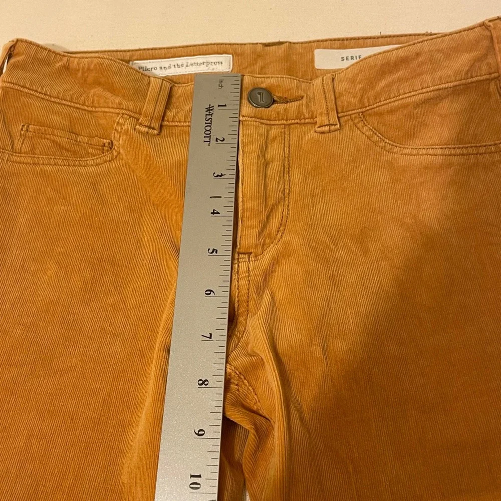 Pilcro and the‎ Letterpress Womens 25 Serif Corduroy Skinny Pants Mustard Yellow